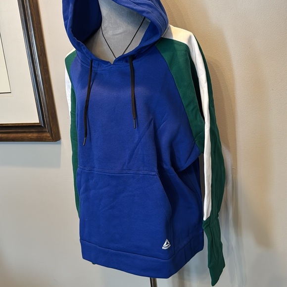 Reebok color block Blue and Green Hoodie NWT XL - Picture 2 of 10